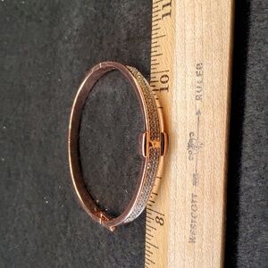 18kt Rose Gold Plated "Belt" Bangle Bracelet with Clear Rhinestones